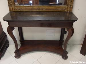 KONSOLE MAHAGONI-FEIN FURNIER KARL X STIL 19. JAHRHUNDERT L119xT50xH96 cm